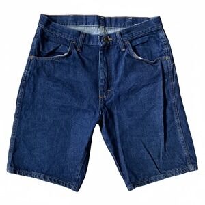 Rustler‎ Men's Dark Wash Denim Shorts Size 32x30 Straight Leg Casual Dad Jeans